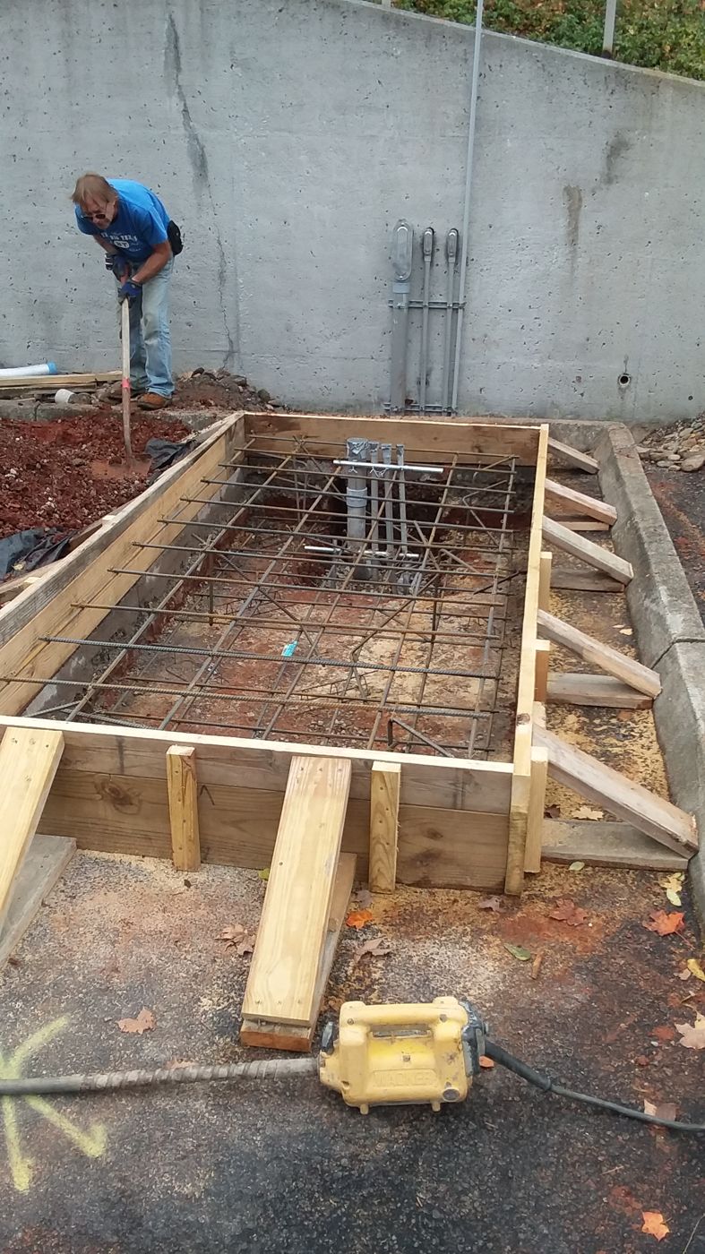 Formed footing with rebar set and ready for concrete